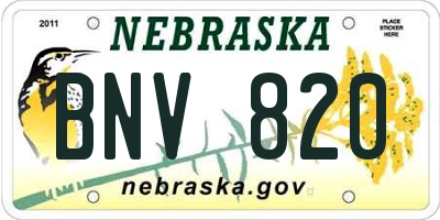 NE license plate BNV820
