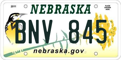 NE license plate BNV845