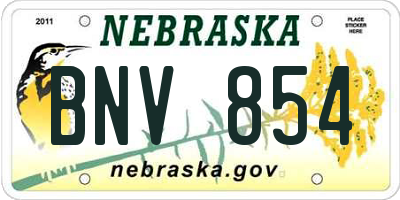 NE license plate BNV854