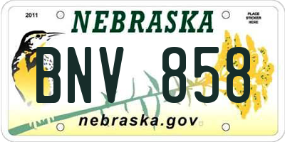 NE license plate BNV858