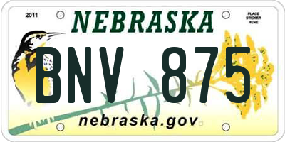 NE license plate BNV875