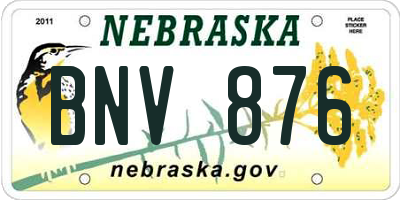 NE license plate BNV876