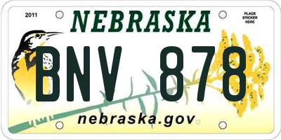 NE license plate BNV878