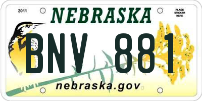 NE license plate BNV881