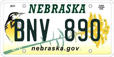 NE license plate BNV890