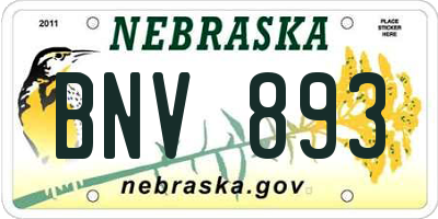 NE license plate BNV893