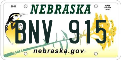 NE license plate BNV915
