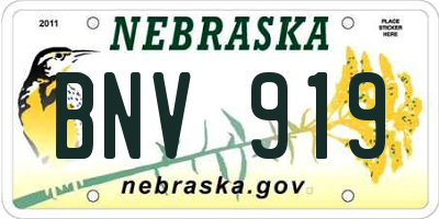 NE license plate BNV919