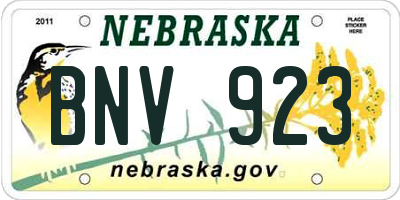 NE license plate BNV923