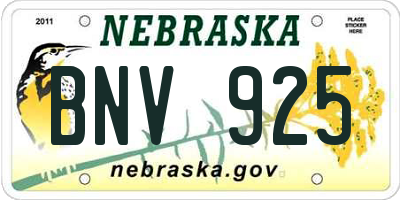 NE license plate BNV925