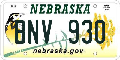 NE license plate BNV930
