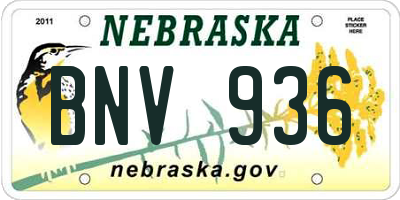 NE license plate BNV936