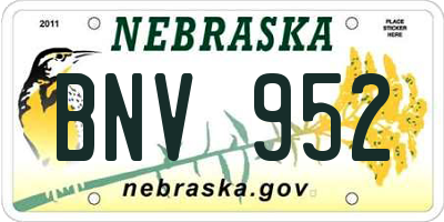 NE license plate BNV952