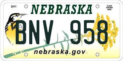 NE license plate BNV958