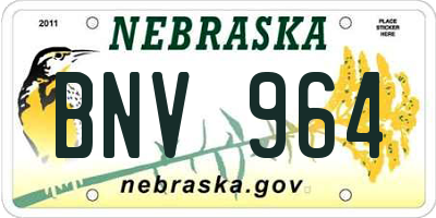 NE license plate BNV964