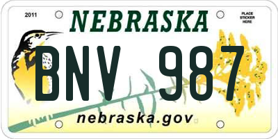 NE license plate BNV987