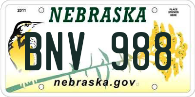 NE license plate BNV988