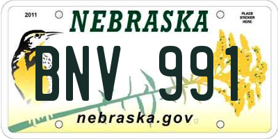 NE license plate BNV991