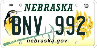 NE license plate BNV992
