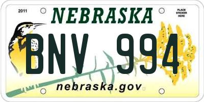 NE license plate BNV994