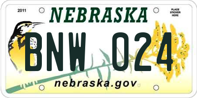 NE license plate BNW024