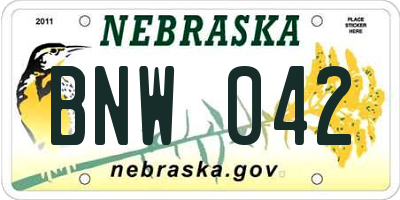 NE license plate BNW042