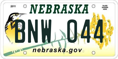 NE license plate BNW044