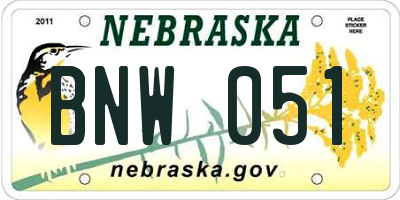 NE license plate BNW051