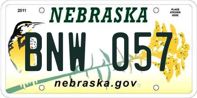 NE license plate BNW057