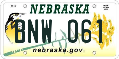 NE license plate BNW061