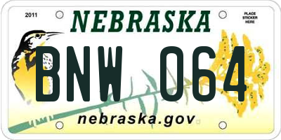 NE license plate BNW064