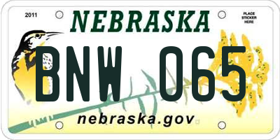 NE license plate BNW065