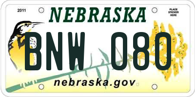 NE license plate BNW080
