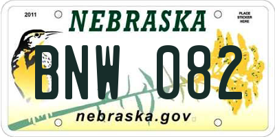 NE license plate BNW082