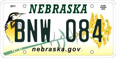 NE license plate BNW084