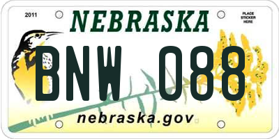 NE license plate BNW088