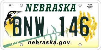 NE license plate BNW146