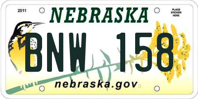 NE license plate BNW158
