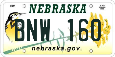 NE license plate BNW160