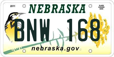 NE license plate BNW168