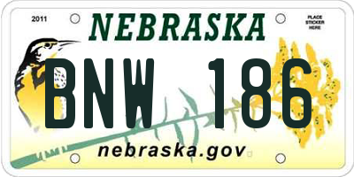 NE license plate BNW186