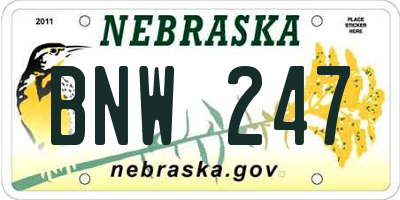 NE license plate BNW247