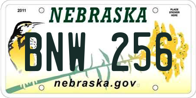 NE license plate BNW256