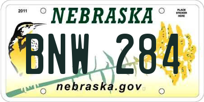 NE license plate BNW284