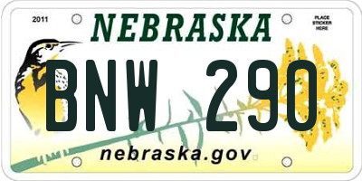 NE license plate BNW290