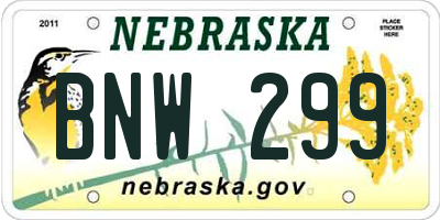 NE license plate BNW299