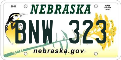 NE license plate BNW323