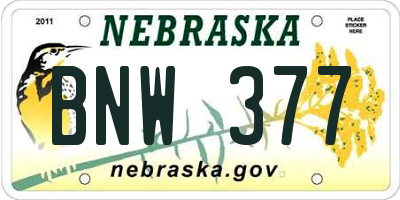 NE license plate BNW377