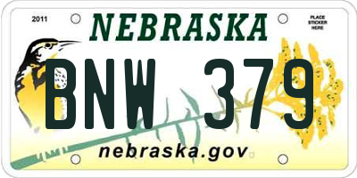 NE license plate BNW379