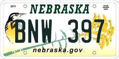 NE license plate BNW397